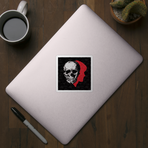 Will Graham Blood Red Profile with Gray Skull Superimposed by OrionLodubyal